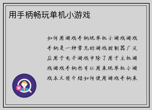 用手柄畅玩单机小游戏